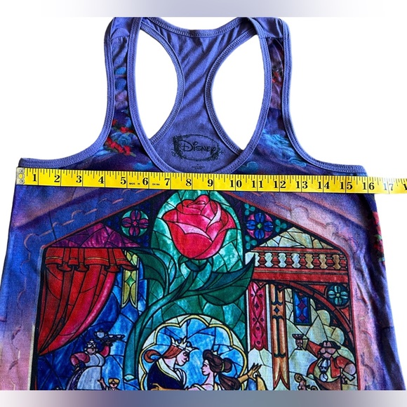 DISNEY Beauty Beast Stained Glass Tale As Old As Time Purple Racerback Tank Top - Picture 5 of 5